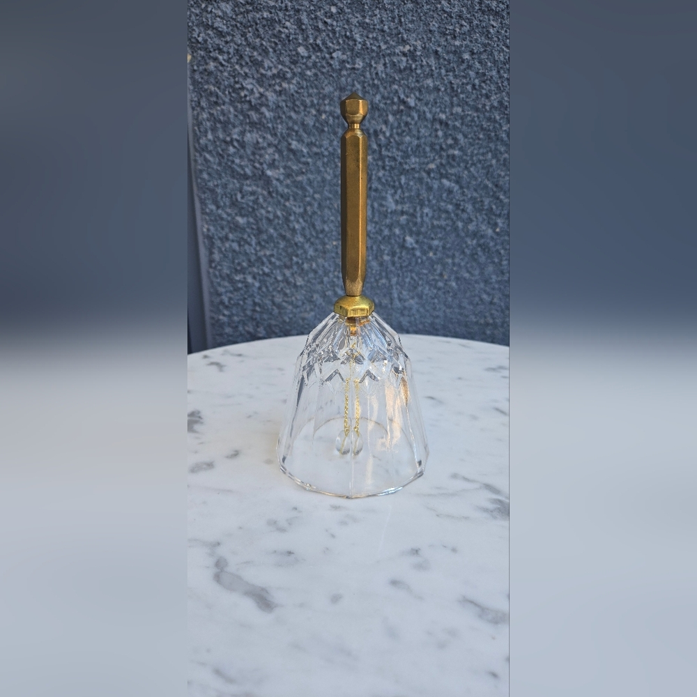 Vintage Crystal Bell With Brass Handle